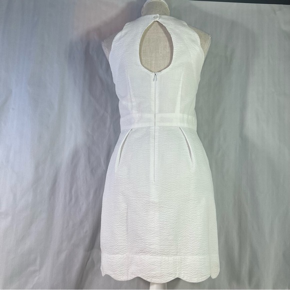 Lauren James Landry Seersucker White Sleeveless Fit & Flare Cut Out Back Dress S - Picture 7 of 10